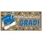 Big Dot of Happiness Blue Graduation Kraft Paper Banner, Congratulations Grad Printed Brown Paper Party Sign Decoration – 1 Count